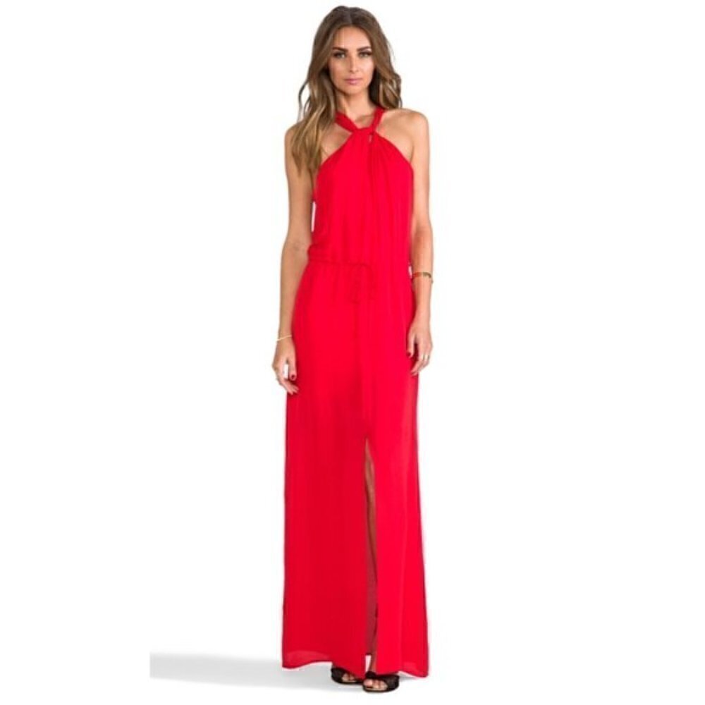 Rory Beca Dress M NWT Silk Fula Front Knot Front Cherry Red Fire Cocktail Party